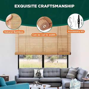 ستائر رومانية من الخيزران سهلة التركيب، ستائر دوارة للنوافذ الداخلية/الخارجية، مقاس 23 بوصة عرض × 48 بوصة ارتفاع، صنع في الصين - Product Image 3