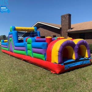 Ngoài trời khổng lồ thương mại PVC thổi lên nhà bị trả lại Inflatable khóa học trở ngại với trượt cho trẻ em Người lớn bouncy lâu đài Bouncer - Product Image 6