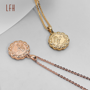 แฟชั่นทอง18K จริงนูนงามสาวจี้สร้อยคอลูกปัดมุมโซ่สร้อยคอทรงกลมจี้ - Product Image 2