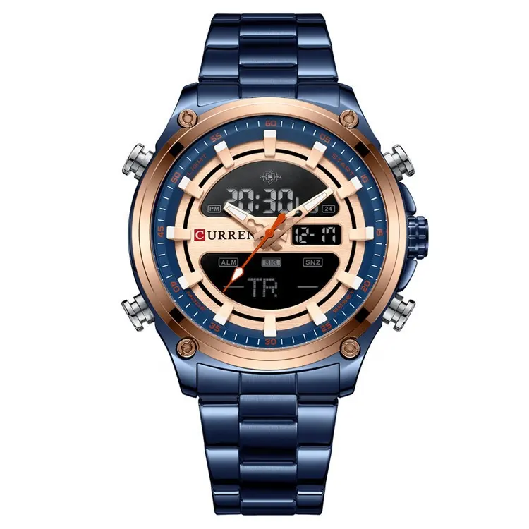 Luxe Curren 8404 Heren Polshorloge Roestvrij Stalen Band Waterdicht Sport Digitaal Horloge Mode Casual Business Luminous Horloge