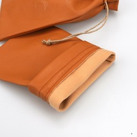 Sac de rangement en similicuir avec logo gravé personnalisé, pochette à cordon en cuir PU marron vintage pour bijoux, matériel, emballage cadeau