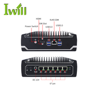 Iwill nouveau pare-feu industriel Mini PC Core I5 8250U Linux Ubuntu Mini serveur sans ventilateur avec 6xLAN DDR4 4 USB3.0 4x4x4 Rack