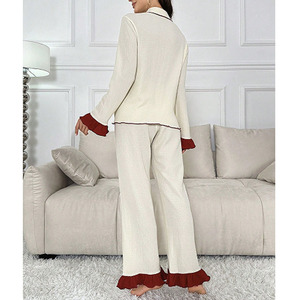 Il produttore di pigiami a maniche lunghe con colletto rovesciato pigiama tinta unita ha messo direttamente la fabbrica di <span class=keywords><strong>vestiti</strong></span> per la <span class=keywords><strong>casa</strong></span> - Product Image 4