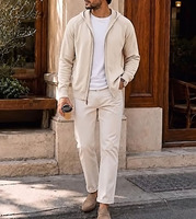 Sweat à capuche zippé en tricot pour homme, veste à capuche tricotée à fermeture éclair intégrale, pull décontracté de couleur unie avec poche avant