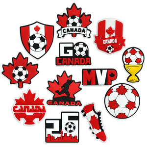Décorations <span class=keywords><strong>de</strong></span> chaussures en caoutchouc souple, motifs feuille d'érable, drapeau, trophée MVP, style dessin animé, à dos plat, breloques DIY pour étuis, épingles <span class=keywords><strong>de</strong></span> chaussures <span class=keywords><strong>de</strong></span> football Canada - Product Image 2
