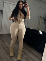 Ensemble 2 Pièces Femme Sport Décontracté : Veste Manches Longues et Leggings Moulants Assortis pour Tenue de Ville et Activité