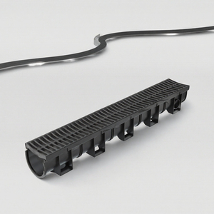 Caniveau de drainage linéaire en HDPE pour eaux de pluie extérieures, noir, en forme de U, flexible, en plastique - Product Image 3