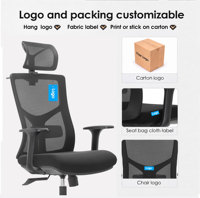 Chaise de bureau de direction ergonomique en maille pivotante avec appui-tête réglable, tissu moderne et durable, base en plastique