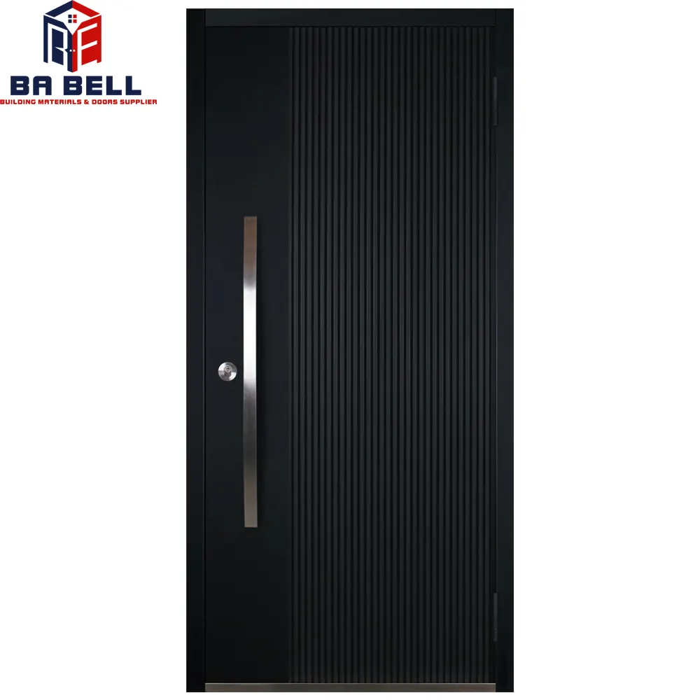 High Security Entrance Outdoor Door for House Style Design 2022 Steel Modern Glass Graphic Design Set Barbier STD Shock Proof