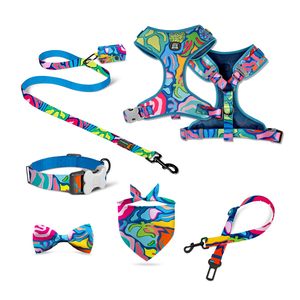 Conjunto de arnés para perros con patrón personalizado MIDEPET, suministros para mascotas de nailon de alta calidad, Collar ajustable personalizado, pañuelo de plomo acolchado - Product Image 4