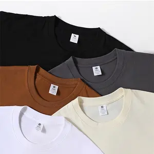 Wholesale 265g Mens Oversized T-shirt Heavyweight Popular Solid Color Basic polyester cotton blend Men's Short-sleeved T-shirts
