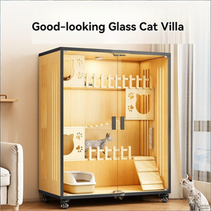 Gabbia per Gatti Extra Large di Lusso con Telaio in Legno Massello e MDF E1, Impermeabile e Resistente ai Graffi, per Interni - Product Image 1