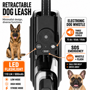 Laisse de chien rétractable à module détachable 5m avec sifflet électronique pour l'entraînement en extérieur - Product Image 3