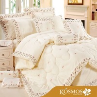 Juego de Ropa de Cama de Lujo de 8 Piezas con Certificación OEKO BSCI ISO, Bordado Exquisito en Telas Cepilladas Tejidas, Estilo Liso