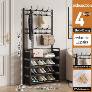 Zapatero Metálico de 4 Niveles Fácil de Montar con Ganchos, Multiusos para Entrada y Armario, Venta al Por Mayor - Product Image 5