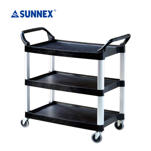 Le chariot utilitaire sanitaire à 3 niveaux comporte des étagères en polypropylène faciles à nettoyer et un cadre en alliage d'aluminium léger résistant à la corrosion - Product Image 2