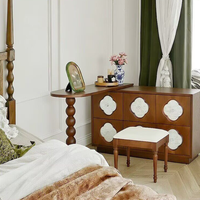 Table de toilette moderne en bois massif avec miroir éclairé intégré, coiffeuse et commode de rangement pour chambre à coucher