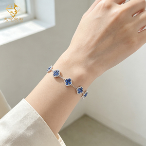 กำไล<span class=keywords><strong>ข้อ</strong></span><span class=keywords><strong>มือ</strong></span>เงินแท้ 925 ประดับพลอยแซฟไฟร์รูปดอกไม้ <span class=keywords><strong>สร้อย</strong></span><span class=keywords><strong>ข้อ</strong></span><span class=keywords><strong>มือ</strong></span>แบบมีเสน่ห์สำหรับผู้หญิง ของขวัญ - Product Image 3