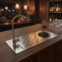 Évier de bar commercial en acier inoxydable 304 épaissi avec rince-verre, évier de cuisine à encastrer sous le comptoir pour café-bar