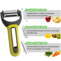 Draaiend Plastic 4 In 1 Julienne Groente-Fruitdunschiller Aardappelschiller Met Flesopener