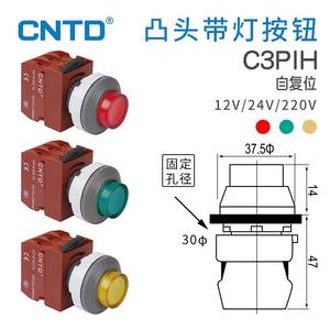 Interrupteur à bouton-poussoir à réinitialisation automatique CNTD Changde C3PIH, matériau en laiton, tête convexe, voyant lumineux, fonction étanche, montage 16 mm - Product Image 5