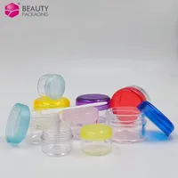 Pot à crème en plastique PP transparent 3g 5g, mini-récipient cosmétique transparent avec couvercles à vis, impression sérigraphique, en stock