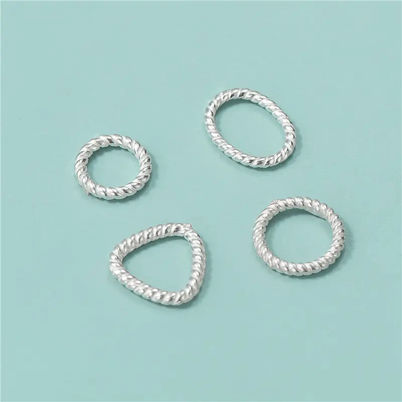 Cincin Lompat Perak Sterling 925, Cincin Bulat, Kawat Putar Oval, Cincin Tertutup untuk Membuat Perhiasan