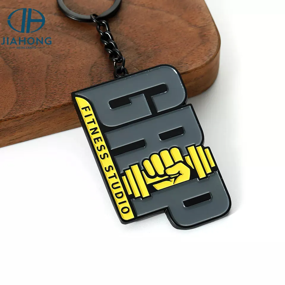 Free Sample Big Designer Keychain Sport Gym Metal Soft Enamel Cartoon Keychain Letter Name Number Custom Key Chain Logo