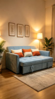 Konvertierbares Klappbares Eisensofa-Bett mit Stauraum und Ausziehbarer Matratze im Mid-Century Modern Stil für Kleine Wohnzimmer, Multifunktional für Hotels und Einkaufszentren