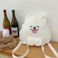 Sac à dos en peluche chien blanc personnalisé avec broderie Kawaii – Cadeau idéal pour enfants