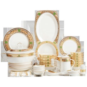 Hot Sale 60 Pcs Traditional Western Royal Gold Relief Home Hold Ceramic <b>Dinnerware</b> Sets - Product Image 6