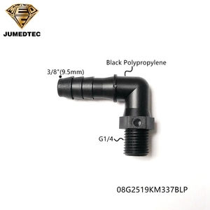 90 độ khuỷu tay uốn cong nam BSP ren ống thép gai phù hợp PP Đen G1/4 "Nam NPT chủ đề để 3/8 inch góc bên phải barb - Product Image 3