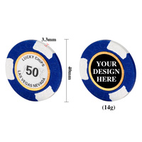 Logo personnalisé 40mm jetons de poker 14g en argile durable composite à surface lisse jetons de jeu pour commande en gros emballage personnalisé ensemble de poker