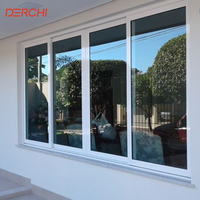 Perfil de Ventana Corredera de Aluminio Negro, Ventanas Correderas de Doble Vidrio Low-E, Ventana de Apertura Horizontal para Hoteles