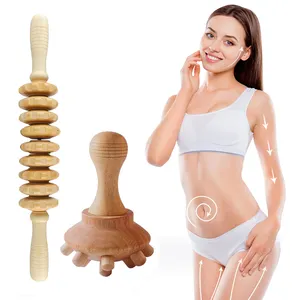 Pente para escultura corporal, bastão de madeira para massagem, kit de ferramentas para massagem e raspagem de celulite, rolo massageador para couro cabeludo, pernas e pés