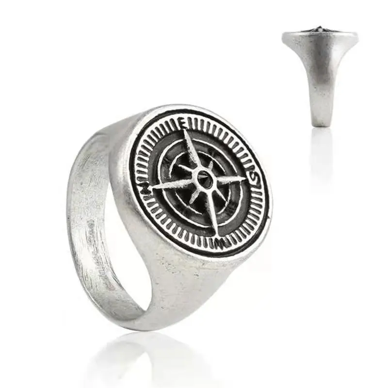 Hot selling retro high-quality stainless steel antique compass ring jewelry