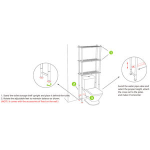 Ripiano per toilette in bambù 3 livelli per bagno e vasca da bagno con supporto per poggiapiedi, salvaspazio, colore naturale - Product Image 6