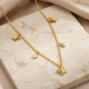 Collana Minimalista in Acciaio Inossidabile Placcato con <span class=keywords><strong>Farfalla</strong></span>, Collana Girocollo da Donna con Ciondolo a <span class=keywords><strong>Farfalla</strong></span> Diamantata, Gioielli Inossidabili - Product Image 3