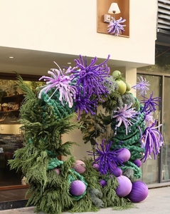 Boule de chrysanthèmes à trois têtes en cristal, fleur artificielle pour la décoration de salles de mariage et les allées; Boule de fleurs artificielles à épines pour restaurants - Product Image 6