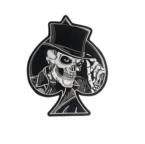 Skull Top Hat Spade Jacket Back Patch Emblem Biker Vest Punk Rockabilly Applique Iron On