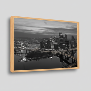 Pittsburgh Night Panoramic View Canvas Print - Elegant Wall Decor,1P-Natural <b>Framed</b> - Product Image 2