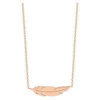 Collier pendentif plume plate en acier inoxydable plaqué or PVD 18 carats, design de mode personnalisé