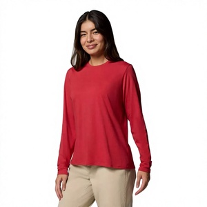 T-shirt à manches longues pour femme de qualité supérieure pour l'exportation, en tissu doux mélangé, col rond, haut décontracté, fournisseur de vêtements en gros OEM ODM - Product Image 1