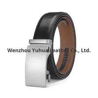 Ceinture pour homme en cuir véritable automatique, finition mate, boucle en cuivre, longueur 120 cm, largeur standard, style minimaliste polyvalent