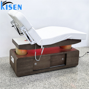 Kisen Premium Quality 4 Motors Electric Beauty Bed With LED Illumination <b>Adjustable</b> Backrest <b>Leg</b> Rest Salon Lash Chair Tray - Product Image 4
