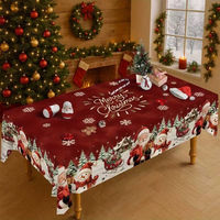 Nappe de Noël personnalisée rouge avec Père Noël et bonhomme de neige pour les fêtes de fin d'année, vente en gros