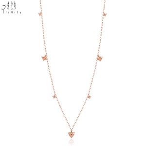 <b>Top</b> Quality Fine Jewelry Minimalist Layering Necklace 18K Solid <b>Rose</b> Gold Necklace Real Natural Diamond Necklace For Women Gift - Product Image 2