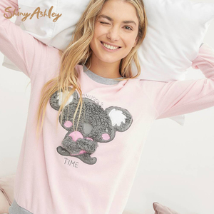 2023 nuevo estilo moda mujer ropa de casa térmica suave señora Lounge Wear <span class=keywords><strong>Polar</strong></span> mujeres Pijamas 2 uds conjunto - Product Image 2