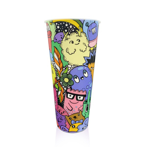 Factory Disposable Rainbow <b>Cold</b> Drinks <b>Cups</b> with Custom Logo Plastic PP Hard Paper Box Packaging for Bubble Milky Tea China - Product Image 6