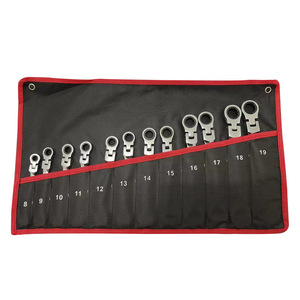 Juego de 14 Llaves de Trinquete de 8-24 mm con Bolsa Colgante de Lona, 12 Llaves Ajustables de Doble Uso con Cabeza Móvil de 72 Dientes para Reparación Automotriz - Product Image 1